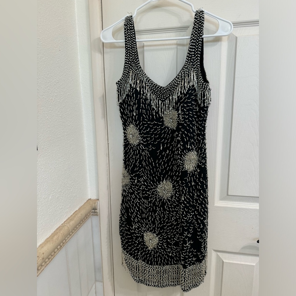 Elegant Black and Silver Mini Dress